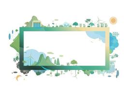 ESG and ECO friendly community A006 rectangle frame shows by the green environmental and cozy people its suit to add words and picture inside about ESG illustration graphic EPS 10 vector