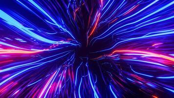 Lines neon light flow, Technology abstract background, 3D rendering video