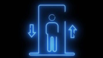 icon of a person in an elevator with a glowing neon effect video