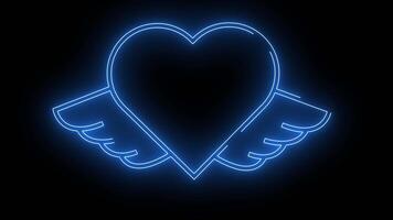 heart icon with wings with a glowing neon effect video