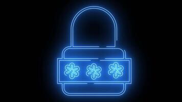 padlock icon with password with a glowing neon effect video