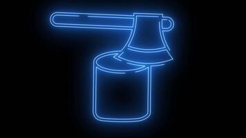 an ax and log icon with a glowing neon effect video
