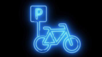 bicycle parking icon with a glowing neon effect video