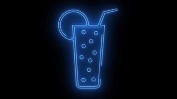 Coke drink icon with a glowing neon effect video