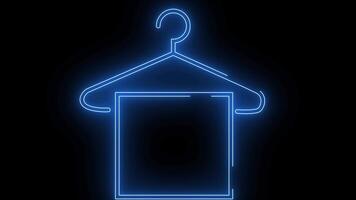 towel and hanger icon with a glowing neon effect video