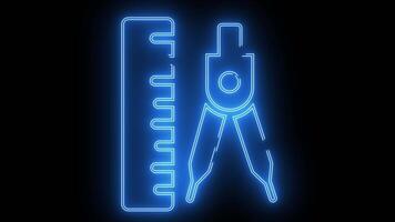 compass and ruler icons with a glowing neon effect video
