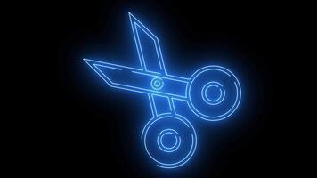 scissors icon with a glowing neon effect video