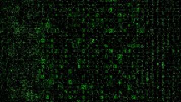 Green binary code background with a black background video
