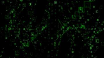 Green binary code on black background video