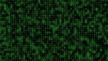 A green binary code background with many numbers video