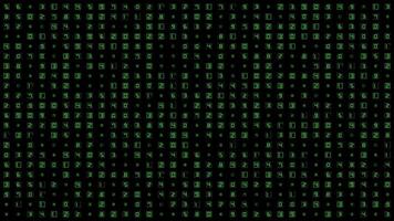 A green binary code on a black background video