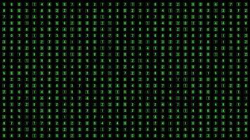 Binary code background with green numbers video