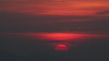 Timelapse of sunrise with beautiful red color sky for nature design purpose video