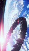 UFO Spaceship Hovering in the sky elements furnished by NASA, vertical video