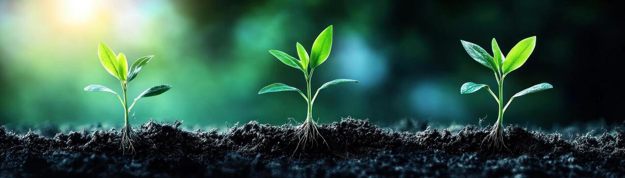 Abstract representation of bond yields as growing plants, roots symbolizing financial foundations, Bond Yields as Growth, investment growth, sustainable finance photo