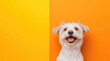 Bearded Collie isolated on colorful pastel background. photo