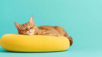 American Bobtail isolated on colorful pastel background. photo