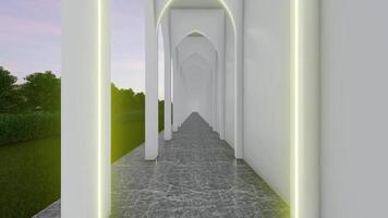animation passing through the magnificent palace corridor with lamplight on each pillar video