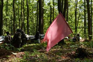 A disciplined and specialized military unit, donned in camouflage, strategically patrolling and maintaining control in a high-stakes environment, showcasing their precision, unity, and readiness for photo