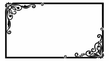 A black and white square frame with a floral design vector
