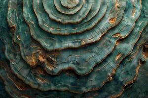 Elegant CloseUp of Turquoise Tree Rings Showcasing Natural Patterns and Texture photo