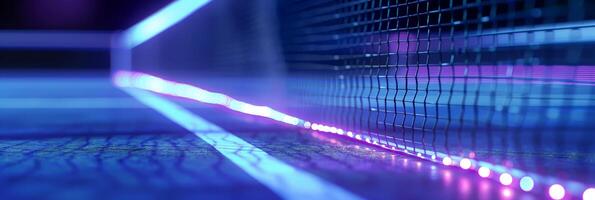 NeonLit Table Tennis Net with Vibrant Illumination photo