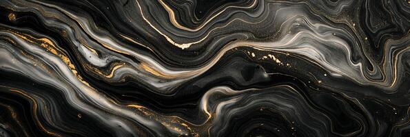 Abstract Black and Gold Marble Fluid Art Texture Background photo