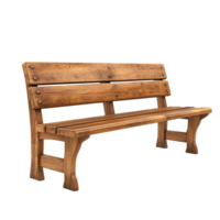 Wooden Bench with Curved Backrest and Armrests png