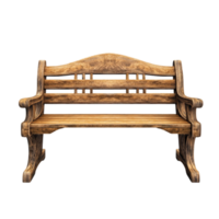 Wooden Bench with Curved Backrest and Armrests png