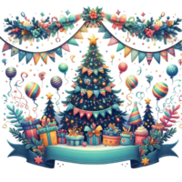 Festive Christmas Tree Adorned with Colorful Ornaments png