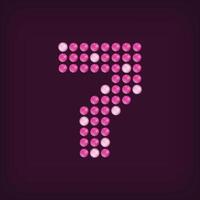 Unique led dot 7 letter design. LED glowing letters font. Decorative number isolated. vector