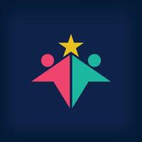 Rising star form, Star touching logo. Growth, development and a stellar team. vector