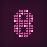 Unique led dot 8 letter design. LED glowing letters font. Decorative number isolated. vector