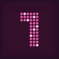 Unique led dot 1 letter design. LED glowing letters font. Decorative number isolated. vector