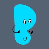 Whimsical funny alphabet in doodle style, colorful uppercase letter B with cute faces and hands. ABC funky bubble design. vector