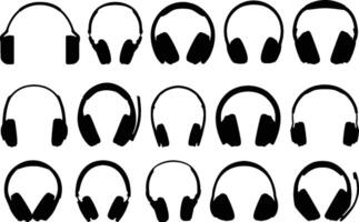 headphone silhouette set vector