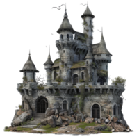 An Ancient Stone Castle with Towers and a Winding Path png