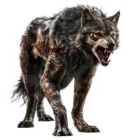 A Close-Up of a Growling Grey Wolf with Sharp Teeth and Claws png