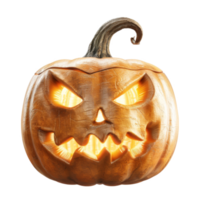 Glowing Jack-o'-lantern with an Evil Grin and Wrinkled Skin png
