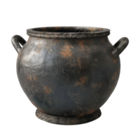 Ancient Clay Pot with Two Handles and Worn Finish png