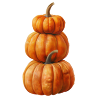 A Stack of Three Pumpkins with Stems png
