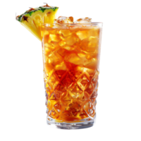Fresh pineapple juice water and slices with ice cube in plastic glass object clip art and element png