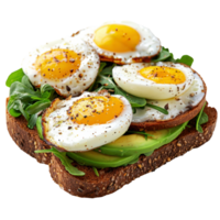 Homemade avocado slice toast with boiled eggs and vegetable on bread food clip art and element png