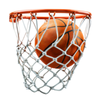 basketbal vallend in de netto Aan een hoepel voorwerp klem kunst en element png