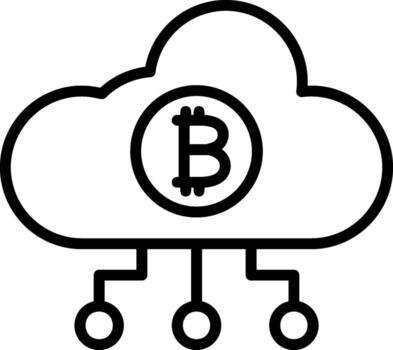 icono de línea de minería en la nube vector