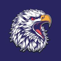 Eagle head Side view open mouth for dark background design vector