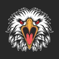 Eagle head front view open mouth Dark background design vector