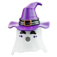 Ghost with witch hat 3D Halloween Icon for uiux, web, app, infographic, etc png