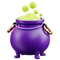 Witch Cauldron with bubbles 3D Halloween Icon for uiux, web, app, infographic, etc png