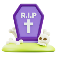 Graveyard with skull 3D Halloween Icon for uiux, web, app, infographic, etc png